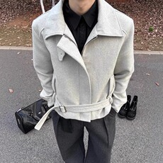 绑带羊毛夹克男正肩短款版型cleanfit毛呢外套冬夹克JS1043，男装夹克，星座516A