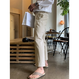 夏季新款棉麻裤子韩版宽松慵懒风百搭西裤休闲九分直筒裤K328-P45图片