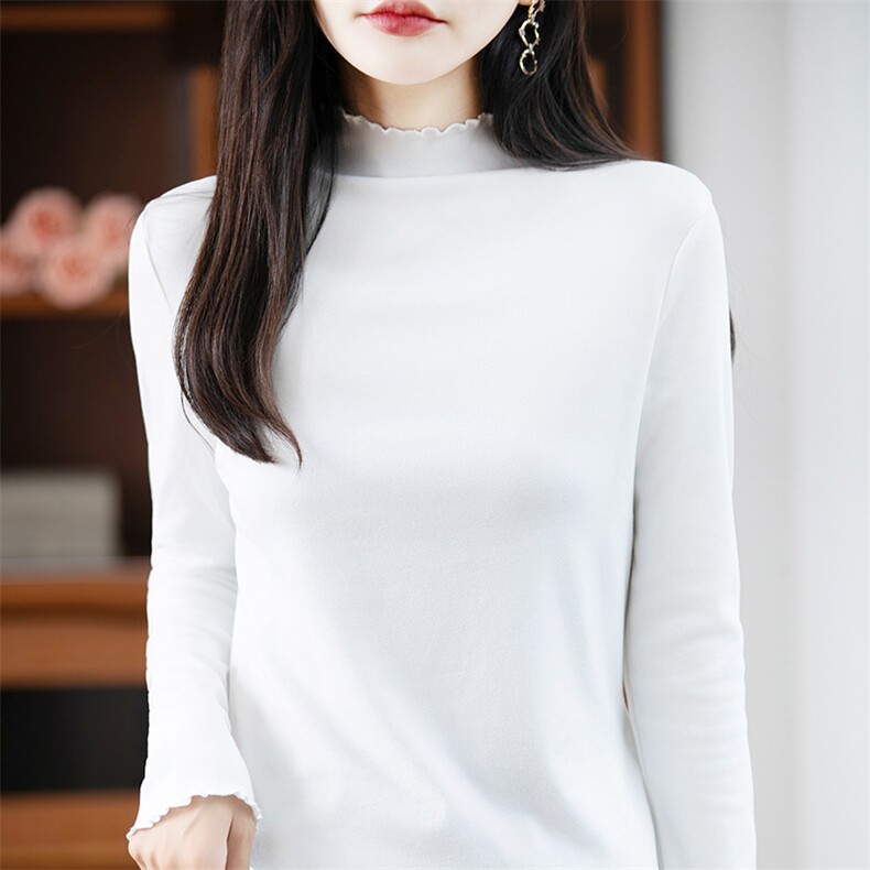 25秋冬新款德绒半高领打底衫女纯色双面磨毛保暖内搭显瘦T恤上衣，女装针织衫/毛衣，佳绒高端店