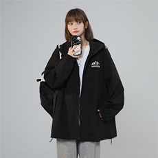 中性风23新款秋季时尚百搭宽松字母印花夹克情侣外套F381P65控88，男装夹克，A247A