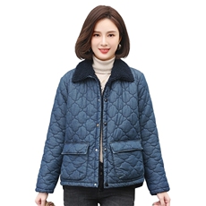时尚女装牛仔拼接加绒外套宽松显瘦保暖棉服，女装棉衣/棉服，叶笙衣