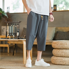 哈伦裤夏季男装七分裤男大码亚麻2025新款休闲裤XZ225-1-K66-P25，男装牛仔裤，星座225-1