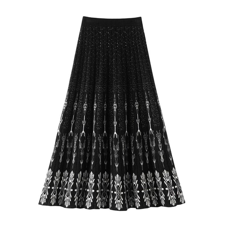 优雅显瘦百褶半身裙女秋冬季新款高腰A字裙气质百搭时尚长裙，女装半身裙，佰米娇羊绒