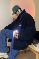 A加厚立领衣男冬季羊羔毛宽松服港风潮流休闲外套W2345-P90，男装棉衣，星座512-3