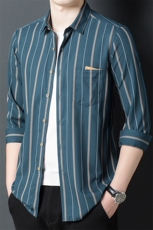F2107春秋款男士长袖衬衫条纹商务休闲男装P72，男装衬衫，电商B360