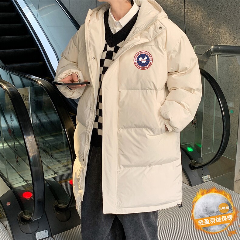 港风冬季新款织带连帽长款羽绒服男潮宽松新YR6157P268控328，男装羽绒服，电商A268A