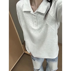 抖音得物高品质美式高街重磅曼巴棉结构螺纹拼接翻领卫衣长袖T恤，男装T恤，电商A486-1