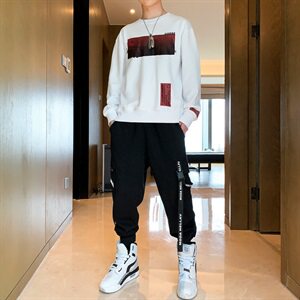 新款春秋男士卫衣套装ins潮流百搭宽松秋装两件套DS988T图片