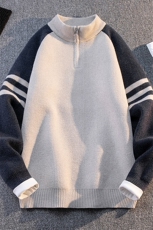 8789-P472025年秋冬半高拉链领毛衣男时尚长袖针织衫，男装针织衫/毛衣，电商A113