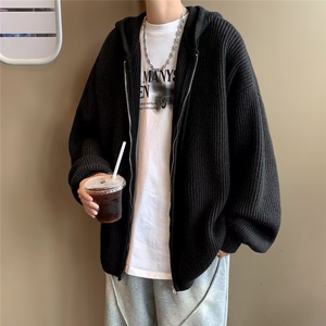 针织开衫毛衣外套男春秋复古慵懒风潮牌百搭纯色拉链线衣6512 P56图片