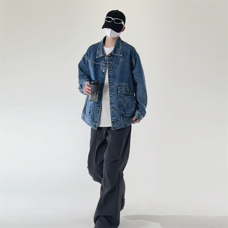 潮流小标休闲大码宽松男女立体牛仔外套夹克J301-P65【特价】，男装工装外套，电商A007