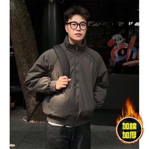 现货美式高街休闲棉衣夹克三防立领纯色户外工装加厚棉服外套图片
