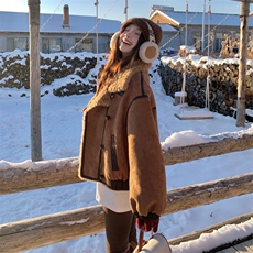 现货！仿羊羔毛外套皮毛一体机车服8759-P225-K315，女装短外套，2B222