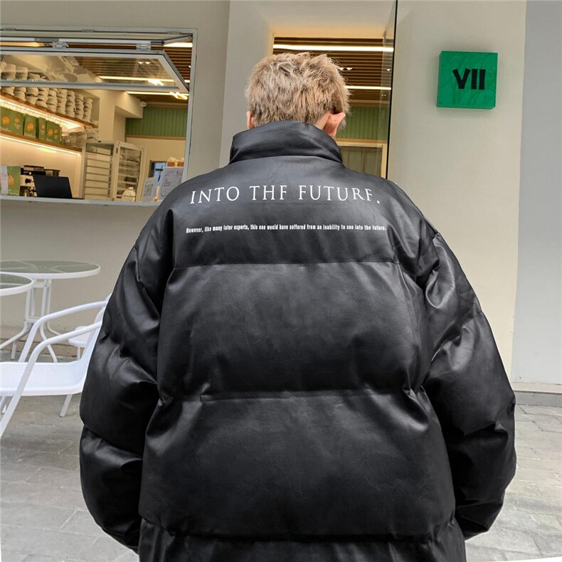 pu皮棉服男冬季美式高街痞帅立领棉衣外套潮牌宽松加厚保暖棉袄,男装皮衣,星座218-1（原230）