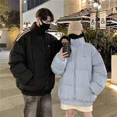 情侣装冬装双面穿条纹织带棉服拼色棉衣休闲外套男G1101P138，男装棉衣，电商A339