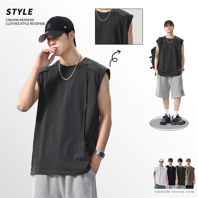 2026新款凉感背心男士夏季宽松大码运动吸汗无袖t恤潮薄健身坎肩，男装背心/马甲，电商D215