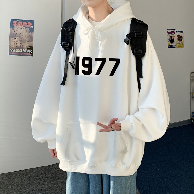 简约数字印花连帽卫衣男士卫衣内搭叠穿高质量连帽卫衣青少年,男装卫衣,星座715-4