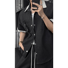龙叨叨牛仔裤套装短袖衬衫1005-FDCC04-衣服P58裤子P58套装P116，男装衬衫，星座1005