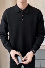 店主风针织外套男2025秋款纯色毛衣男套头上衣翻领B317/M301/P85，男装针织衫/毛衣，电商B317