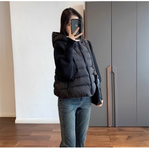 轻薄针织拼接棉服女短款2025冬季新款假两件棉衣韩版宽松冬装外套图片