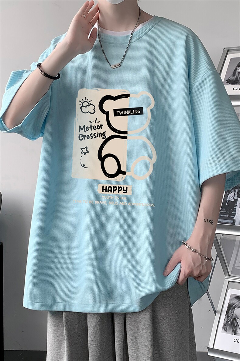 华夫格t恤男短袖男大码五分袖大皂风HT73352-P22,男装T恤,电商A040