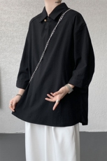 CS1135-P45控78夏季棉麻透气冰丝五分袖短袖大码男士衬衫，男装T恤，电商A059