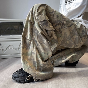 美式设计感工装休闲裤男夏季薄款长裤宽松直筒阔腿拖地裤图片
