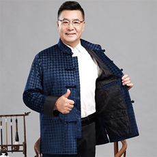 2025新款中老年雪尼尔加绒棉衣唐装外套男士冬款新中式爷爷装棉袄，男装棉衣，钱塘723
