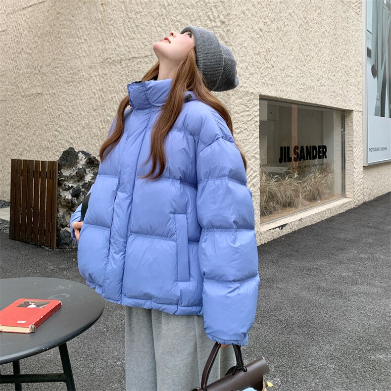 现货新款东大门加厚保暖羽绒服百搭连帽面包服女装外套女装，女装羽绒服，韩然一族