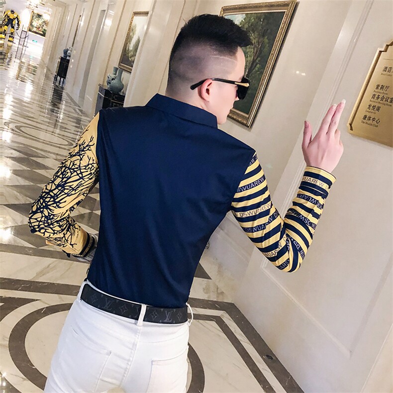 2021春秋衬衫社会男长袖上衣印花男装韩版修身四季潮流衬衣Q606-P55,男装衬衫,星座419（原A233）