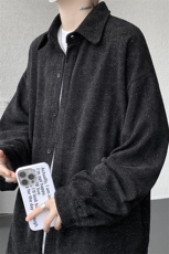8XL-M人字纹小香风衬衫男生春秋衬衣宽松慵懒垂感外套CS29008P45，男装衬衫，电商B312