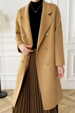 女士羊毛大衣秋冬保暖羊毛简约时尚，女装双面呢大衣，赛欧妮