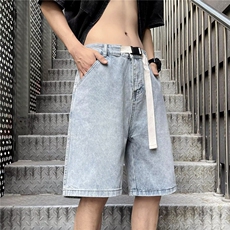 牛仔短裤男士韩版潮流高街帅气腰带2025夏季ins五分裤RK2750-P36，男装牛仔裤，星座412-2