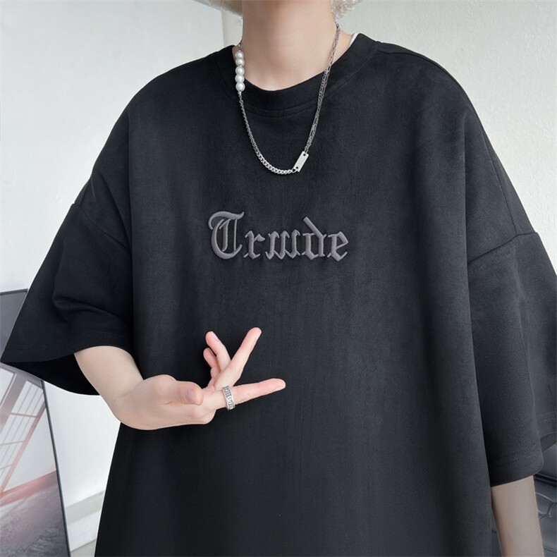 7XL-M美式重磅刺绣短袖T恤男2023夏季新款oversize宽松大码体恤,男装T恤,钱塘717(原712)