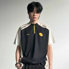 半拉链撞色凉感t恤男女夏季薄款户外运动训练服球衣防晒速干短袖，男装防晒衣，星座506A