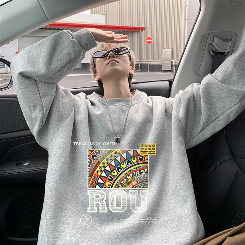 8XL圆领卫衣男超大码胖子肥佬大号长袖t恤S6370-P28加绒款-P33，男装卫衣，电商A040