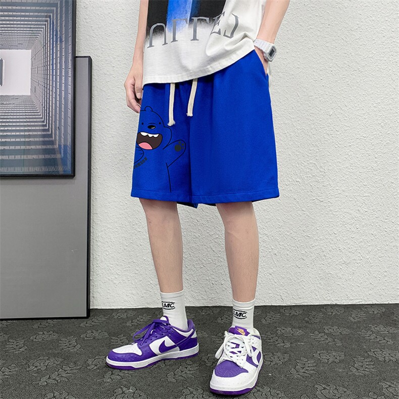 HD74131-P22华夫格短裤男大码宽松五分裤男直筒中裤,男装休闲裤,电商A040