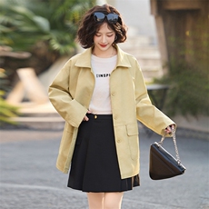 装饰扣简约中长款风衣2025春季新款条纹卷袖外套韩系西装领女流行，女装皮衣，潮流依族