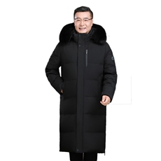 爸爸装长款过膝真毛领90%鹅绒服连帽零下极寒保暖外套P350568，男装棉衣，星座1210A