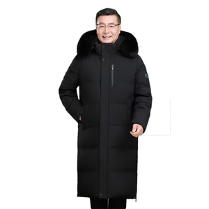 爸爸装长款过膝真毛领90%鹅绒服连帽零下极寒保暖外套P350568图片