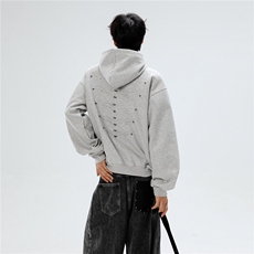 GC0758-P50潮牌复古钉珠刺绣设计连帽卫衣服男女宽松休闲上衣帽衫，男装卫衣，电商C233