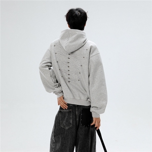 GC0758-P50潮牌复古钉珠刺绣设计连帽卫衣服男女宽松休闲上衣帽衫图片