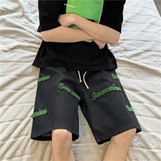 现货夏季潮牌毛巾刺绣五分裤美式牛仔裤男港风ins中裤K3035-P35，男装牛仔裤，星座512-3