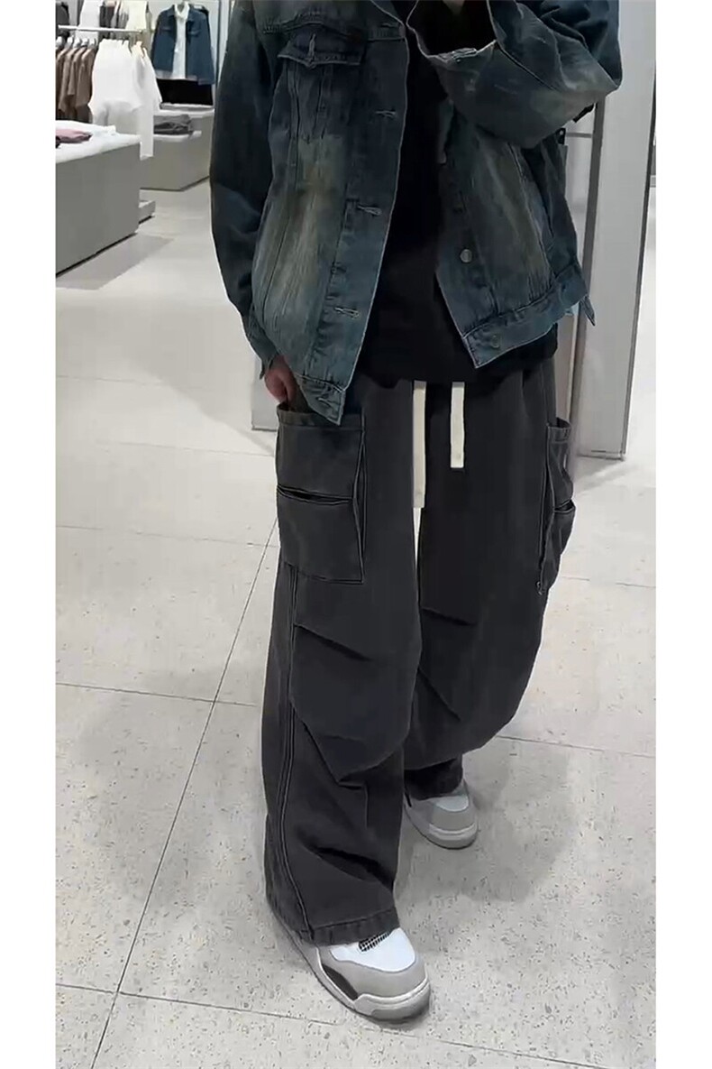 大口袋高街时尚百搭长裤美式工装百搭做旧水洗牛仔裤K646TP55,男装牛仔裤,电商A102B