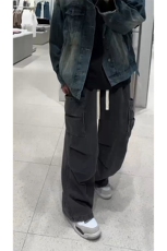 大口袋高街时尚百搭长裤美式工装百搭做旧水洗牛仔裤K646TP55，男装牛仔裤，电商A102B