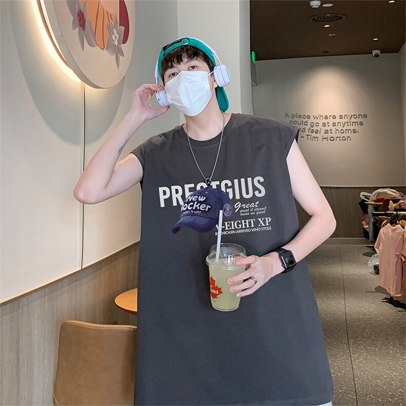 美式得物直播抖音品质纯棉250克无袖背心T恤T2521P25控39，男装背心/马甲，电商C408-1(原B339-1)