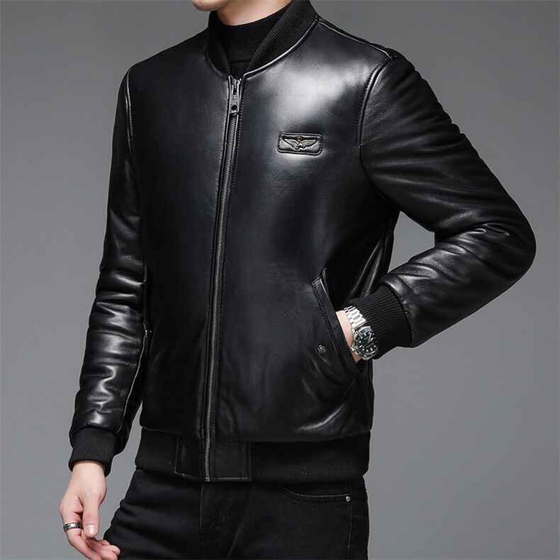 WL-C269海宁2023新款皮衣男绵羊皮外套棒球服潮简约夹克P720,男装皮衣,电商B360
