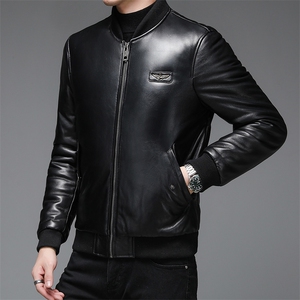 WL-C269海宁2023新款皮衣男绵羊皮外套棒球服潮简约夹克P720图片