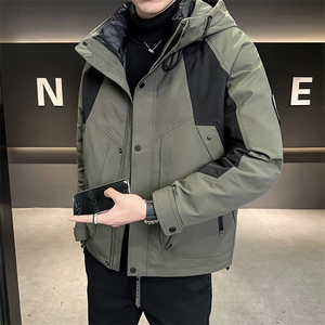 B353 3713 P245 标50白鸭绒军绿可拆脱羽绒内胆男士冲锋衣图片
