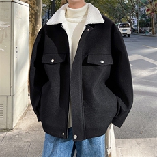 冬季呢料加厚ins港风羊羔毛外套男宽松棉衣棉服棉袄A071-066-P125，男装棉衣，电商A071
